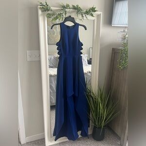 BCBGMAXAZRIA Royal Blue Open sides Hi-Lo Gown SZ 0